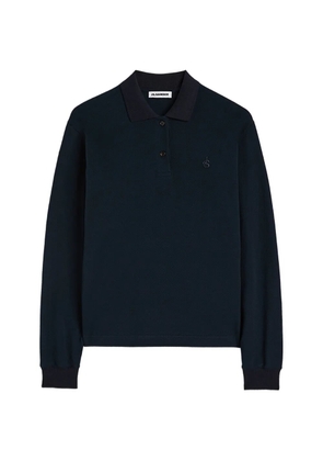 Jil Sander monogram-embroidered piquet polo - Blue