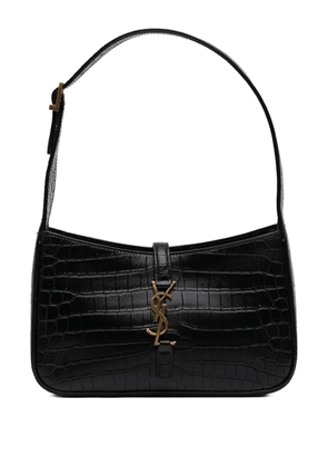 Saint Laurent Pre-Owned 2022 Croc Embossed Leather Le 5 A 7 shoulder bag - Black