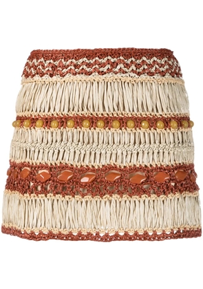 Alberta Ferretti layered crochet skirt - Neutrals