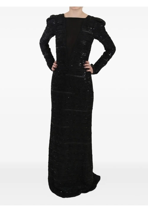 John Richmond sequin-embellished boat-neck maxi dress - Black