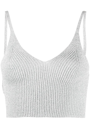 Alberta Ferretti ribbed V-neck cami top - Silver