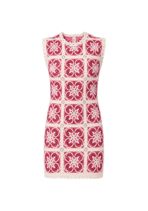 Dolce & Gabbana crochet-knit floral-motif mini dress - Pink