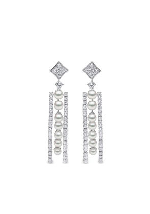 Yoko London 18kt white gold Raindrop Akoya pearl and diamond earrings - Silver