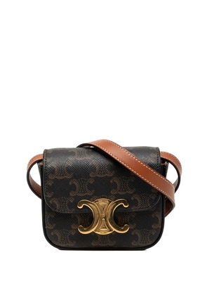 Celine Pre-Owned 2021 Mini Triomphe Coated Canvas Claude crossbody bag - Brown