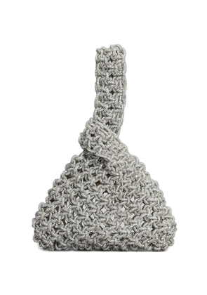 Hibourama crystal-embellished clutch bag - Silver