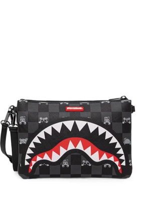 Sprayground Shark Mouth check-pattern clutch bag - Black