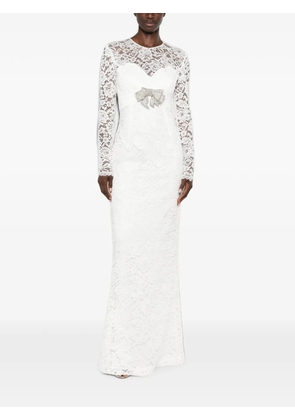 SILK LOVE & LACE bow-embellished lace dress - White