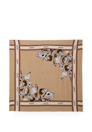 Joop! Adalia seashell-print monogram-pattern scarf - Neutrals