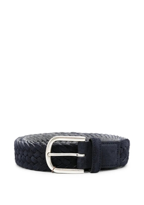 Canali braided leather buckle belt - Blue