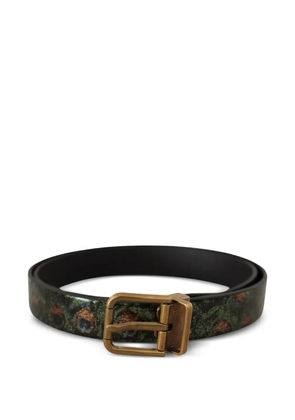 Dolce & Gabbana peacock-print leather belt - Black