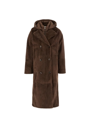 Moorer hooded double-breasted coat - Brown