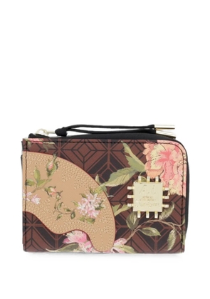 Sprayground floral-print geometric-pattern wallet - Brown