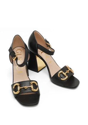 Gucci Pre-Owned Horsebit leather heeled sandals - Black