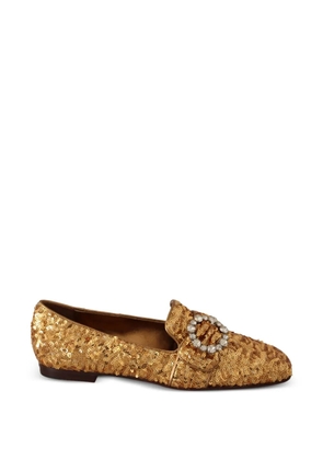 Dolce & Gabbana sequin-embellished crystal-buckle loafers - Gold