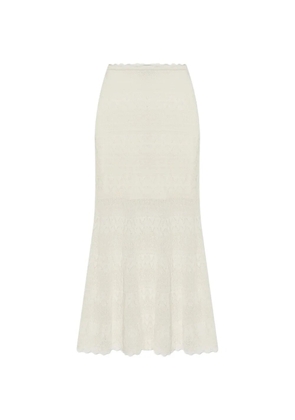 Self-Portrait crochet-knit scalloped-edge maxi skirt - Neutrals