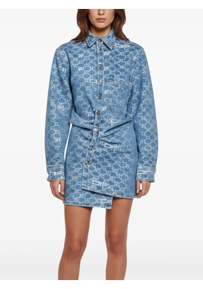 Off-White Pre-Owned monogram jacquard twist-front mini dress - Blue