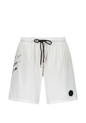 Plein Sport logo-patch graphic-print swim shorts - White