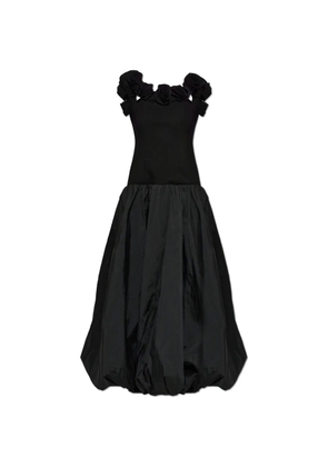 ROTATE BIRGER CHRISTENSEN floral-appliqué off-shoulder maxi dress - Black