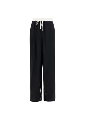Kiton drawstring wide-leg cropped trousers - Black
