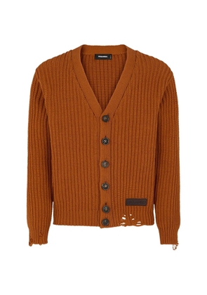 DSQUARED2 distressed V-neck cardigan - Brown