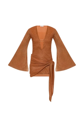 Oséree Lumiére Pareo lurex-thread knotted mini dress - Orange