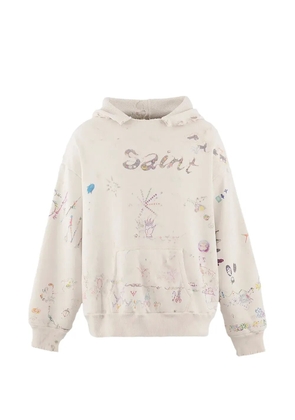 SAINT MXXXXXX Coco Double Face graphic-print hoodie - White