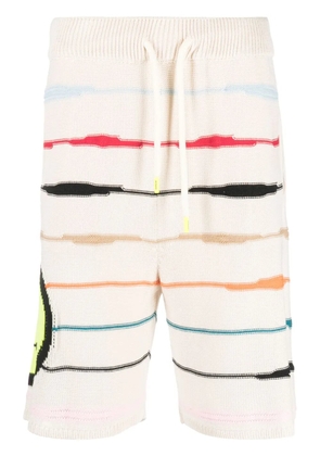 BARROW intarsia-knit logo striped shorts - Neutrals