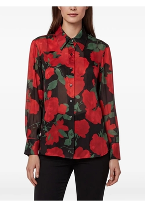 Saint Laurent Pre-Owned floral-print semi-sheer shirt - Black