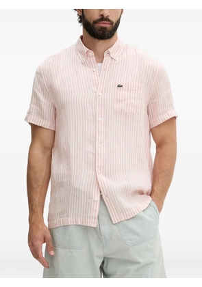 Lacoste striped short-sleeve linen shirt - Pink