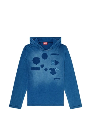 Diesel hoodie long-sleeve T-shirt with shadow-effect patches - Blue