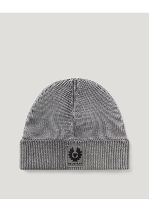 Belstaff Unisex Garment Dye Aspect Beanie Merino Wool Concrete Size One