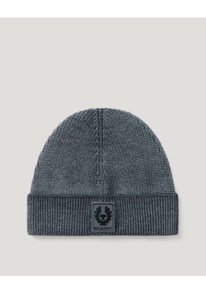 Belstaff Unisex Garment Dye Aspect Beanie Merino Wool Petrol Size One
