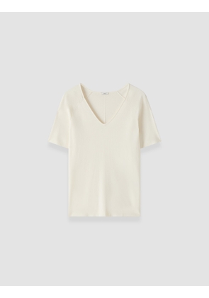 Elly Silk Stretch V Neck Top - L