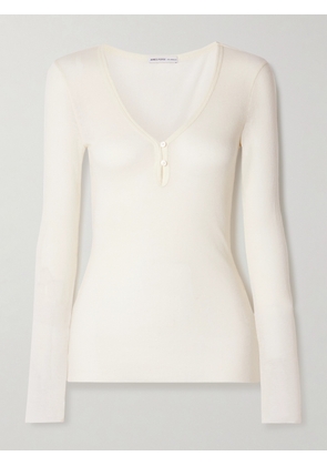 James Perse - Ribbed Cotton And Cashmere-blend Top - Neutrals - 0,1,2,3,4