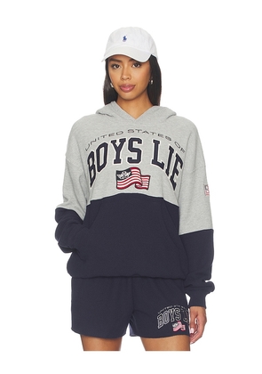 Boys Lie United States Of Boys Lie Thermal Racer Hoodie in Navy. Size XS/S. Also in M/L, XL/XXL.