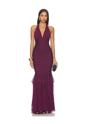 Herve Leger The Louisa Gown in Purple. Size XS. Also in S, L, XL.