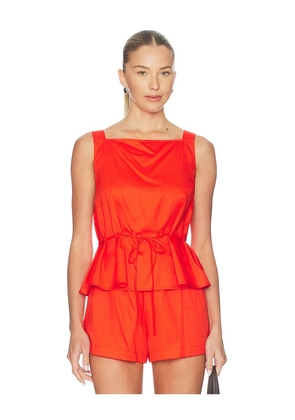 LESET Yoko Drawstring Tank in Orange. Size XS. Also in S, M, L, XL.