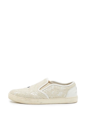 Dolce & Gabbana Pre-Owned Lace leather sneakers - Neutrals