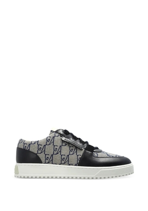 Emporio Armani monogram-print leather sneakers - Neutrals