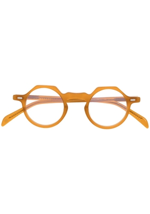 Lesca round-frame clear-lens glasses - Neutrals
