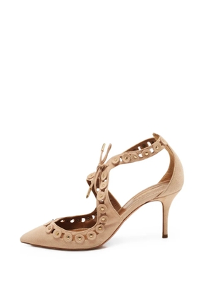 Aquazzura studded lace-up pumps - Neutrals