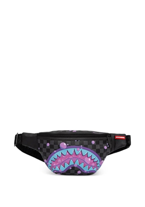 Sprayground Purple Slime check-pattern shark-mouth belt bag - Black