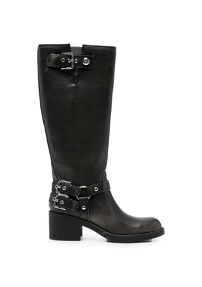 GUESS USA buckle-detail leather knee-high boots - Black