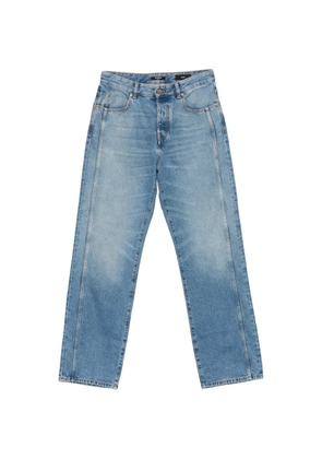 Balmain logo-embroidered wide-leg jeans - Blue
