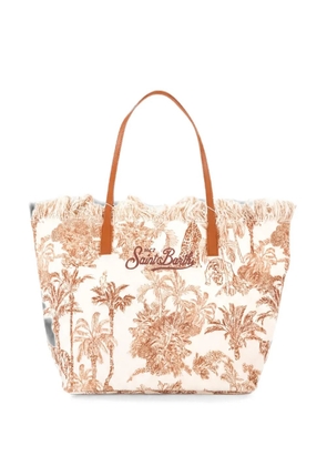 MC2 Saint Barth fringed jungle-print tote bag - Neutrals