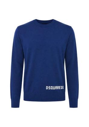 DSQUARED2 flocked-logo crew-neck sweater - Blue