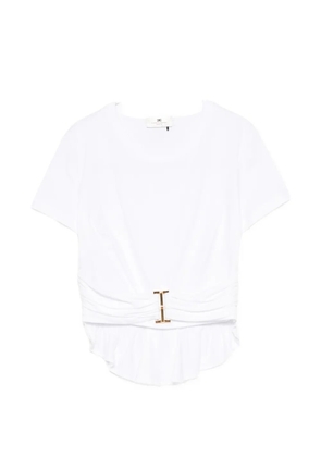 Elisabetta Franchi ruched-waist cotton T-shirt - White