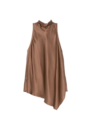 Brunello Cucinelli asymmetric tie-neck top - Brown
