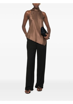 Brunello Cucinelli asymmetric tie-neck top - Brown