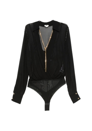 Elisabetta Franchi wrap-style long-sleeve bodie - Black
